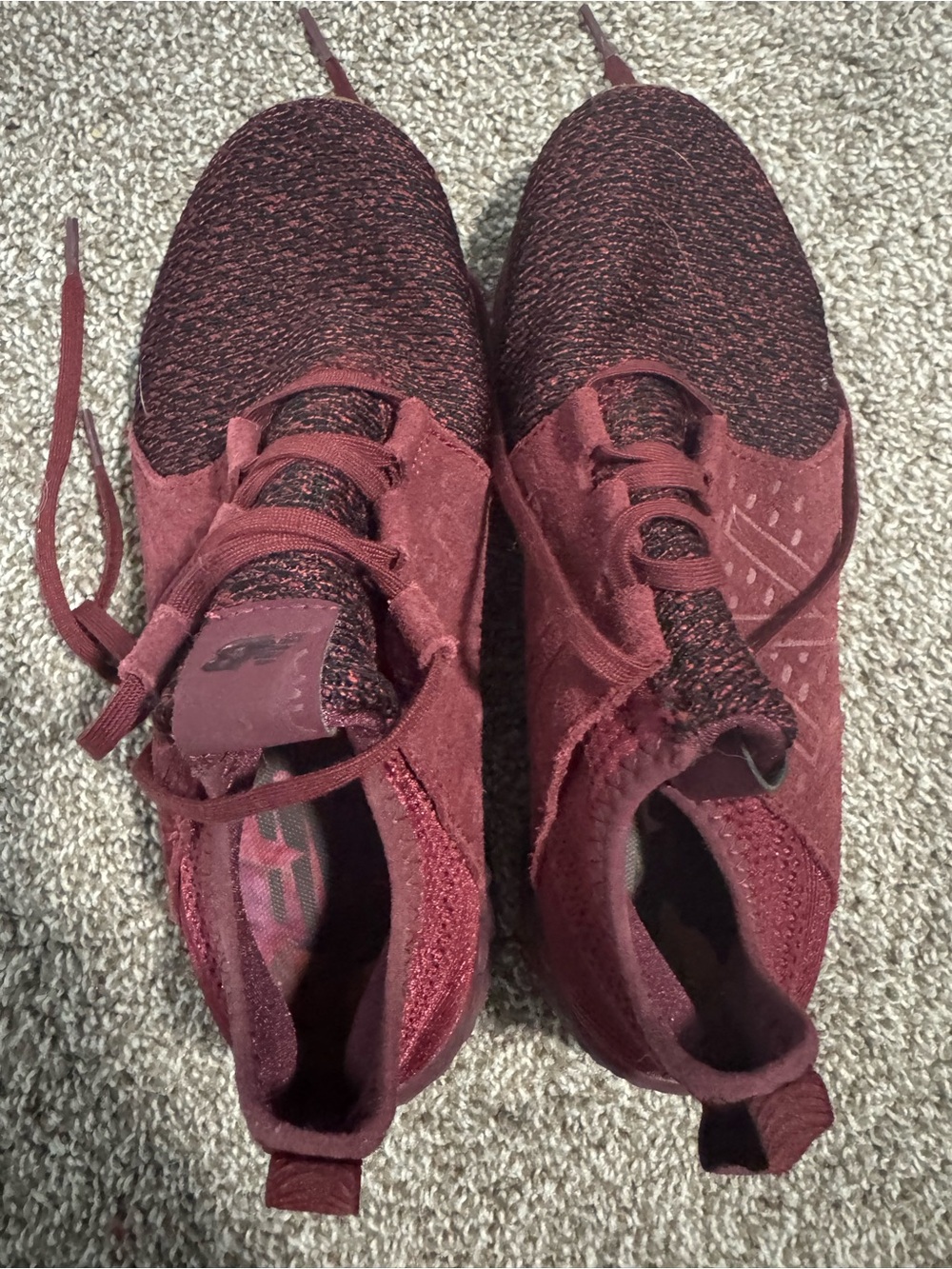 New Balance Women's Maroon Knit Lace-Up Sneakers